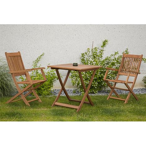 Rio Set 3tlg 2 Sessel Tisch 70x70cm Eukalyptus