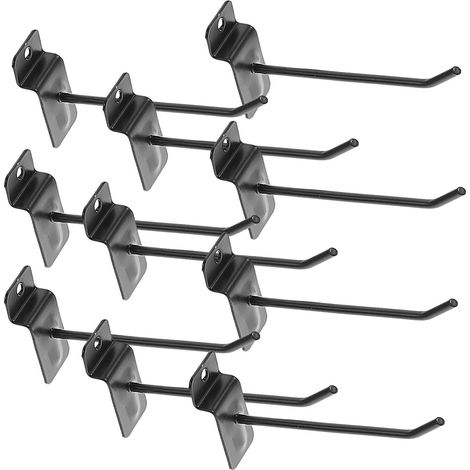 10pièces Crochet pour Panneau Perforé Crochet pour Slat Wall Accessoires Mobiles et Outils Noir (1/5)