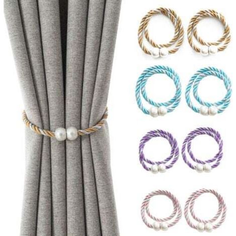 Set of 8 magnetic ball curtain tiebacks, cords, decorative fasteners, window treatment ties, curtain holders for thin and thick curtains