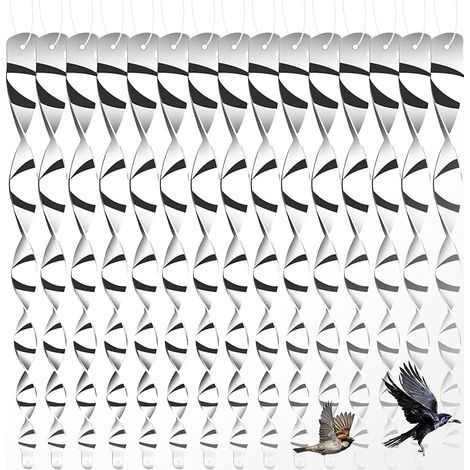 24Pcs Répulsif Oiseaux,  Spirale Réfléchissante Barre Effaroucheur Oiseaux Repulsif Pigeon Effaroucheur Oiseaux 360 Degrés Réfléchissant Repulsif Oiseaux pour Balcon Potager Fruitiers