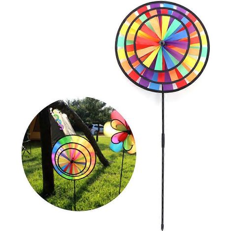 Moulin à vent arc-en-ciel coloré, vanneur avec animaux de dessin animé mignons, jouet pour enfants (1/4)