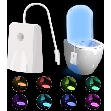 royaluxe-Veilleuse à détecteur de mouvement pour toilettes - 16 couleurs - Rétroéclairage LED - Rechargeable - Lampe à intensité variable avec projecteur - Pour cuvette de toilette, salle de bain