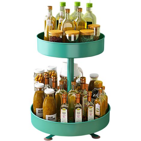 Étagère de rangement de cuisine, étagère à épices, boîte de rangement pour produits d'épices ménagers, étagère de rangement de sol multifonctionnelle rotative à 360 degrés (1/5)