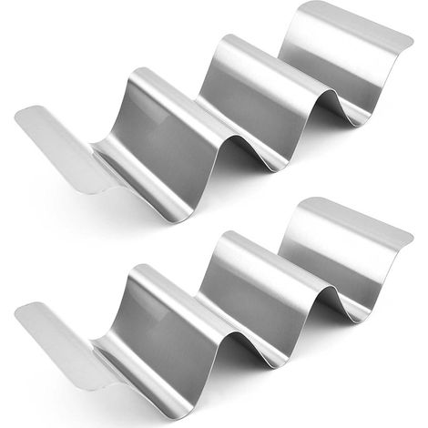 Lot de 2 Support à Tacos, Acier Inoxydable, Design Vague, Poignée Intégrée, Pour Four Et Lave-Vaisselle (1/5)