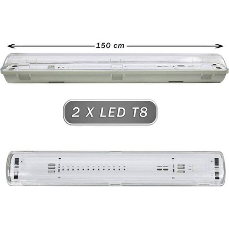 Trade Shop - WASSERDICHTE DECKENLEUCHTE 2 NEON LED ROHR T8 G13 150 CM WAND-DECKE IP65 T8-150S - (1/5)