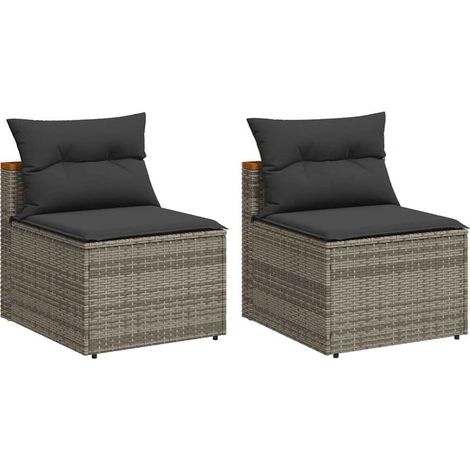 Maison Exclusive - Canapés de jardin sans accoudoirs avec coussins 2 pcs gris (1/5)