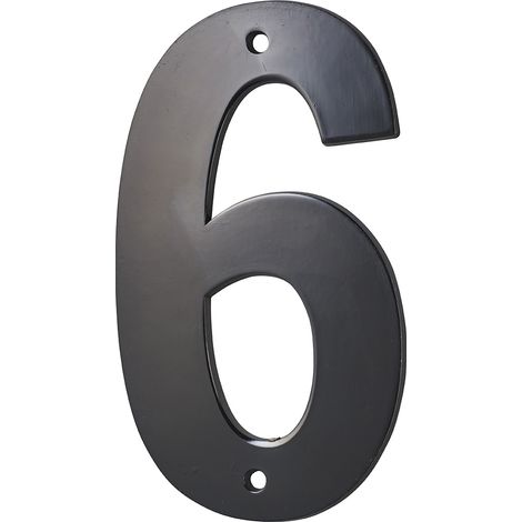 Thirard – Targa numero civico 6 in metallo nero 80mm da avvitare – Per numerazione stanze hotel e B&B – Resistente e durevole (1/2)