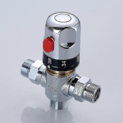 Robinet mélangeur thermostatique G1/2" 3 voies en laiton massif pour systèmes de douche (1/3)