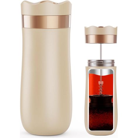 Cafetière à piston de voyage 355 ml en acier inoxydable portable pour le camping et les voyages (1/5)
