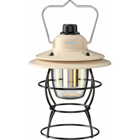 Vintage Camping Light USB Input Output Dual Purpose 3 Light Rechargeable, Beige Beige (1/5)
