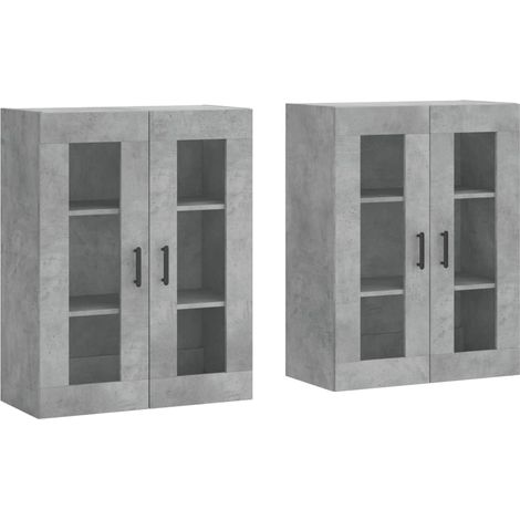 Maison Exclusive - Armadietti a Parete 2 pz Grigio Cemento in Legno Multistrato