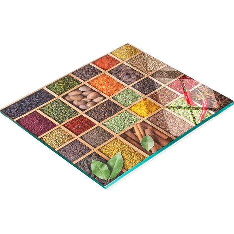Tagliere decorativo in vetro temperato per spezie ed erbe aromatiche, 60x52 cm (1/5)
