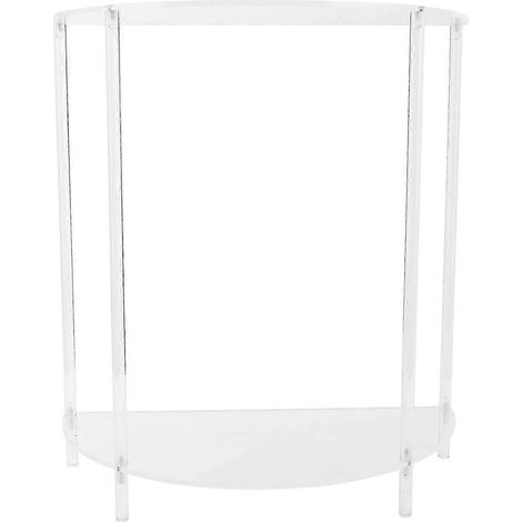 Table d'appoint/de chevet semi-ovale double plateau en acrylique, idéale pour le salon, la chambre, le chevet ou fixée au mur. Haute qualité. (1/5)