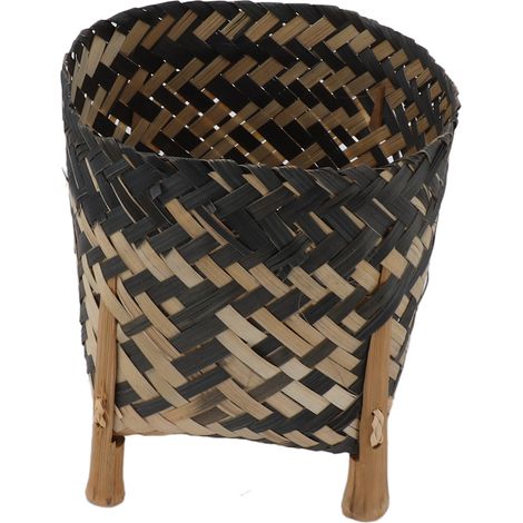 Panier à plantes style Europe du Nord, pot de fleurs tressé en bambou fait main, organisateur de rangement pour intérieur et extérieur, porte-plantes (1/5)