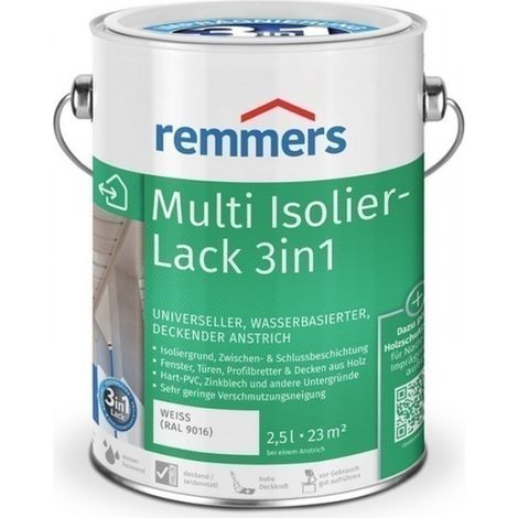 Remmers Multi-Lack 3in1 weiß (RAL 9016), 0,75 Liter, Wetterschutzfarbe, Metallschutzlack & Buntlack auf Wasserbasis für Holz, Metall & PVC