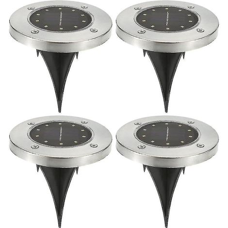 Lampe Solaire Extérieur, 4 Pièces 10 LED Lumière Au Sol Solaire Blanc Froid Etanche Spot Solaires Encastrable pour Passerelle Jardin Chemin Terrasse Pelouse Cour Souterraine (1/5)