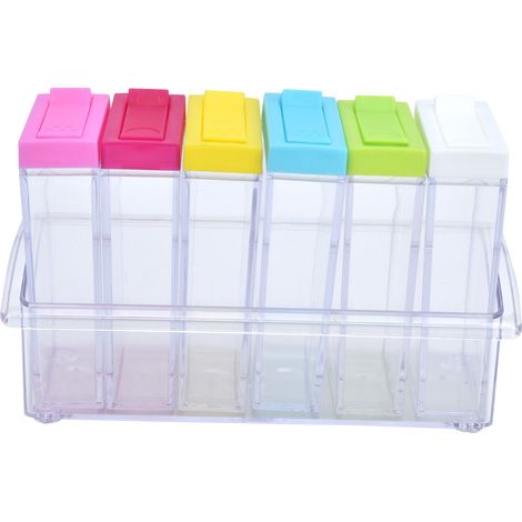 Seasoning Box SixPiece Food Grade ABS Salt Spice Jar Storage Box Kitchen Utensils (1/5)