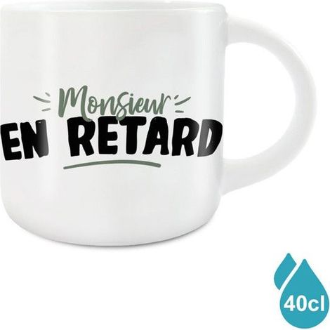 Large Ceramic Mug 'Mr. Late' - White (1/3)