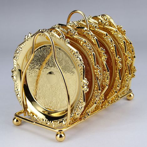 Dessous de verre haut de gamme en alliage de zinc (jaune)