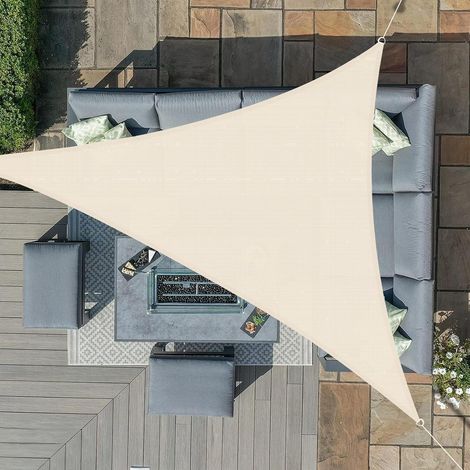 Sonnensegel 5x5x5m Dreieckig Wasserdicht 95 UV 5x5x5 Helles Khaki (1/5)