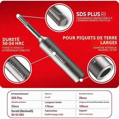 SDS Plus Drill Bit Ø25 x 170 mm - Interior 20 mm (1/4)