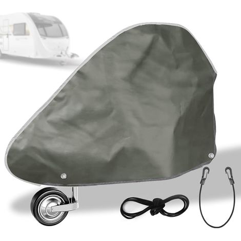 Housse de protection universelle pour timon de caravane - 130 x 75 cm - Avec crochet élastique - Imperméable - Taille XXXL - Gris (1/5)