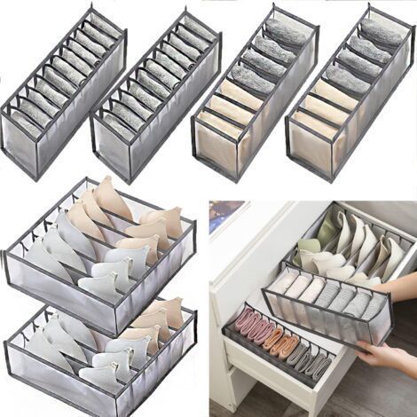 6 Pcs Organisateur De Tiroir De Sous-VêTements BoîTe De Rangement Pliable Boîte de Rangement à Tiroirs de Grande Capacité pour Ranger Sous-Vêtements, Chaussettes, Soutiens-Gorge (1/5)