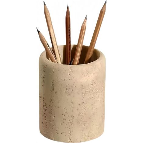 Porte-stylo design en grès pour bureau - Organisateur de pinceaux maquillage esthétique - Décoration d'espace de travail et accessoires de bureau