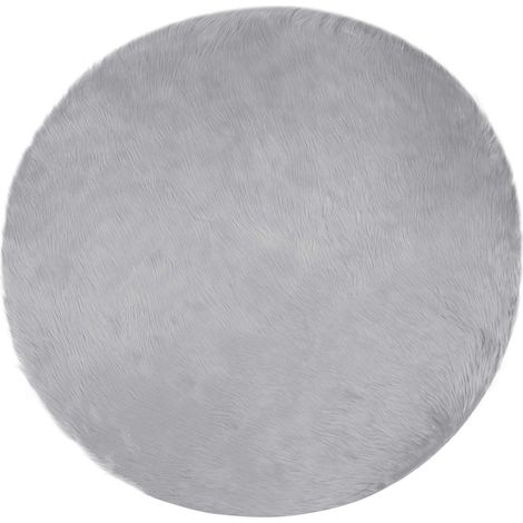 Teppich aus Kunstschaffell TAFALLA Grau Ø 80 cm Polyester vidaXL