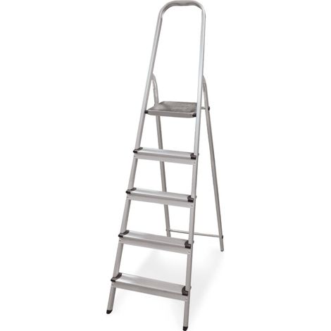 Échelle pliable 5 marches de 8 cm de Largeur Escabeau Antidérapant avec Poignée Légère, Stable et Résistante Parfaite pour les Tâches Domestiques et l'Usage (1/5)