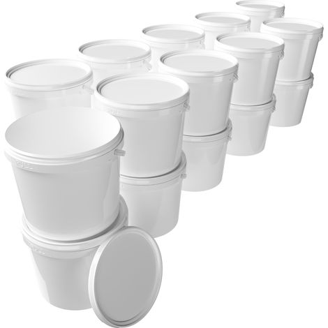 20x seau avec couvercle 5l blanc rond seau en plastique alimentaire, étanche à l'air et stable