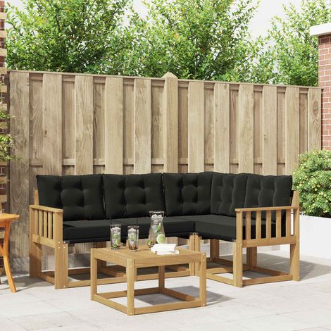 vidaXL  Outdoor Sofa Set  with Cushion 5 pcs White and Black