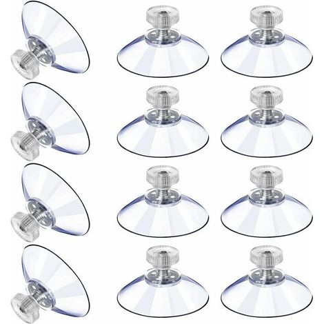 [NIEMALS VERWENDET] 12 Stück große Saugnäpfe, Kunststoff-Saugnäpfe, transparente Antikollisions-Saugnäpfe, Gummischrauben, Metallmuttern, starke, durchsichtige PVC-Saugnapf-Ersatzteile mit Schraubenmu