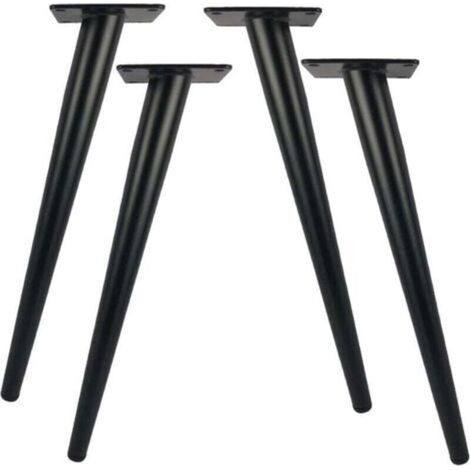 Lot de 4 pieds de table en métal hauteur 20 cm – Charge maximale 800 kg – Design conique moderne – Installation rapide avec vis incluses