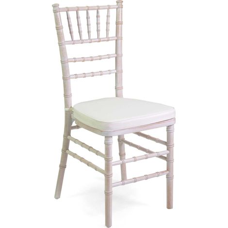 Sedia legno chiavari sbiancato con cuscino avorio cm 40x40h43-92 (1/5)