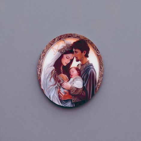 Quadro in vetro temperato D65 cm moderno Colorato - Sacra Famiglia (1/4)