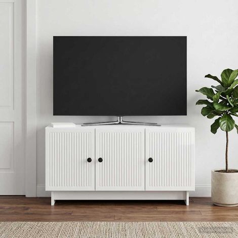 TV-Schränk Hochglanz Weiß 99 x 34,5 x 50 cm Holzwerkstoff (1/5)