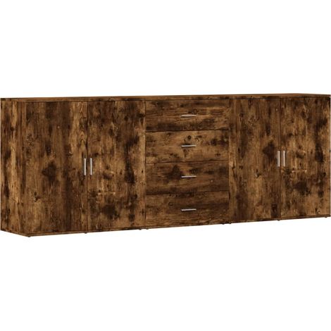 Aparador tipo buffet cómoda armario de almacenamiento organizador para cocina sala de estar 3 piezas madera de ingeniería marrón 020037069