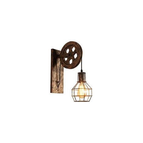 Lámpara de pared retro ajustable con pantalla, lámpara de techo con polea elevadora, lámpara de pared industrial para cafetería o bar, iluminación colgante de techo.