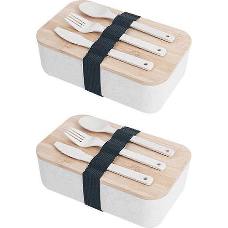 Portable Lunch Box Bamboo Wooden Lid Lunch Insulation Box Office Worker Japanese Sushi Lunch Box Gray