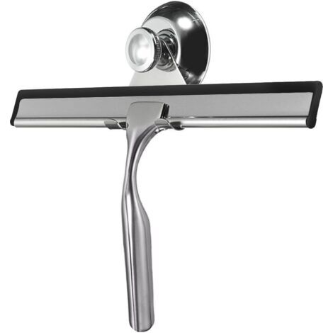 Grattoir de fenêtre, balai d'essuie-glace, grattoir de nettoyage, grattoir de fenêtre de douche en acier inoxydable + alliage de zinc avec ventouse, adapté pour salle de bain, fenêtres, portes en verr (1/5)