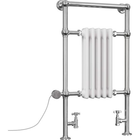 Adisham - Traditional Dual Fuel Towel Rail H963mm x W538mm Thermostatic - Floor Standing (1/3)