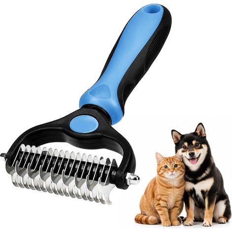 2 Doppelseitige Katzenbürste 17+9 Zähne, Unterfellbürste chat Hundebürste, Haarentfernungsbürste gegen Verfilzungen (1/5)