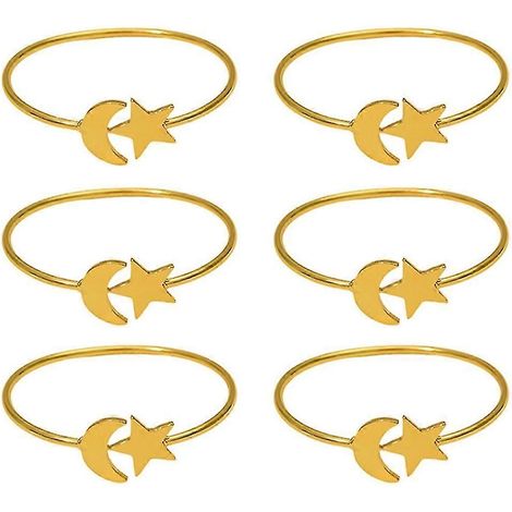 Ensemble de 6 ronds de serviette Moonlight Gold, compatibles avec la décoration de fêtes et de mariages (FDQ). (1/5)