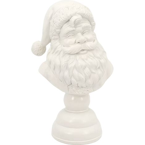Buste De Père Noël - Statue En Résine Blanc - Décoration De Table Pour Noël - 15 cm - 1 Pièce (1/5)