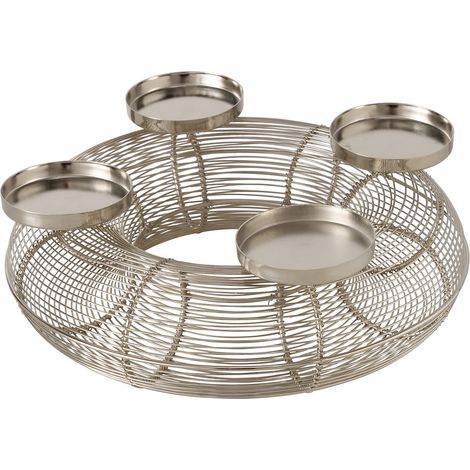 Kerzenleuchter Ringvi, Rund Ø 30 x H 12 cm, Eisen, Silber
