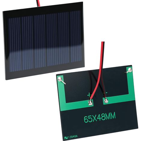 6 Pièces Panneaux Solaires Miniatures 3V 0,3W 80mA avec Câble de 15 cm, 65x48mm - Idéal pour Projets Bricolage (1/5)
