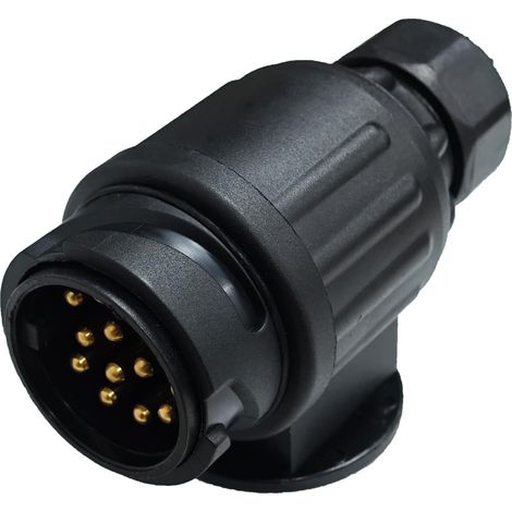 Fiche de remorque 13 broches, avec accessoires de montage, étanche 12 V, 13 broches et prise conforme à la norme ISO 1724, pour remorque, caravane, RV, adaptateur AHK (fiche) (1/5)