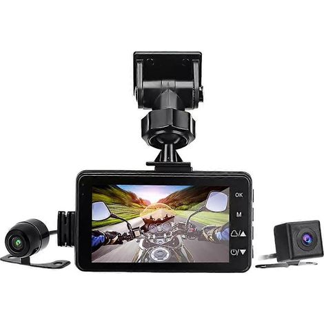 Caméra embarquée DVR pour moto avec caméras avant et arrière, double enregistrement vidéo en boucle, étanche, pour la conduite à moto. (1/5)