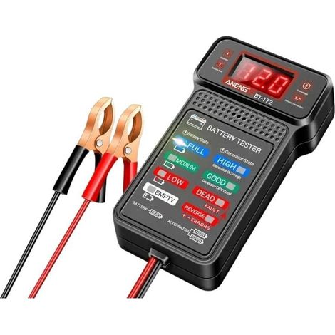 Tester di batterie per auto 100-2000CCA Tester di carica della batteria Strumento di test dei guasti 12V Tester di batterie automobilistiche e alternatore (1/4)